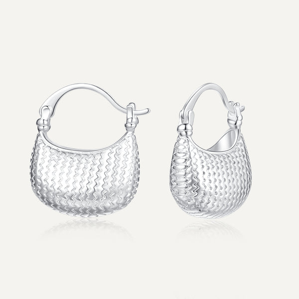 Cute White gold-Plated Bag Charm Hoop Earrings