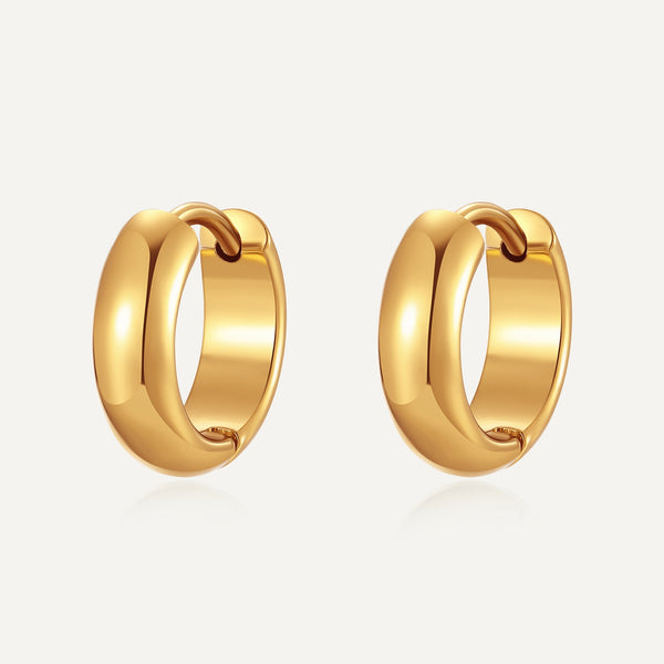 18K Gold Plated Chunky Huggie Hoop Earrings