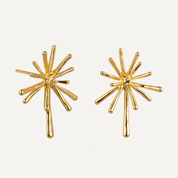 18K Gold Plated Radiant Starburst Earrings – Bold