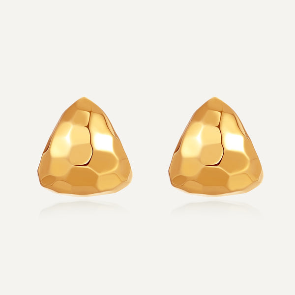 18K Gold-Plated Hammered Geometric Stud Earrings for Women