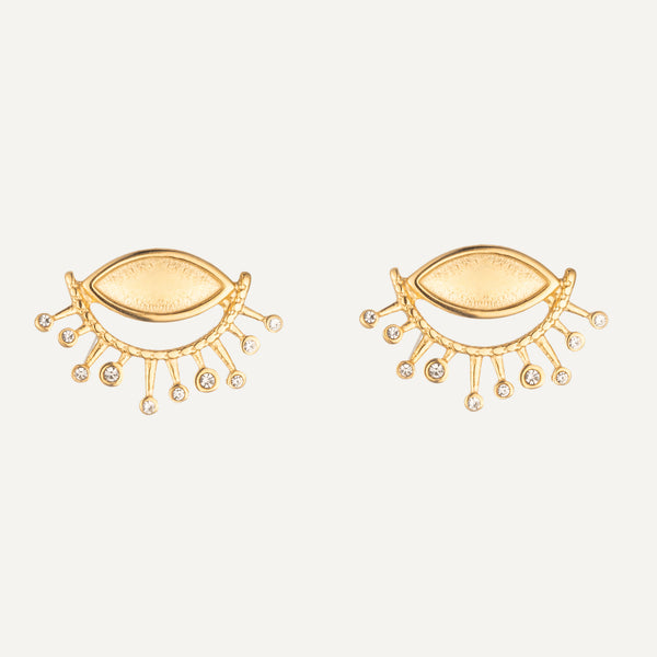 18K Gold Plated Eye Charm Earrings – Unique