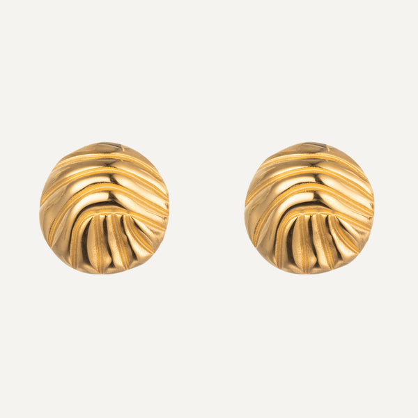 18K Gold Plated Textured Disc Earrings – Bold