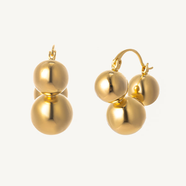 18k Gold-Plated Drop Earrings with Spherical Design