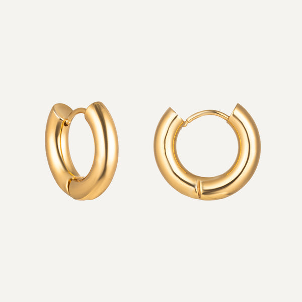 Medium Chunky Gold-Plated Medium Hoop Earrings