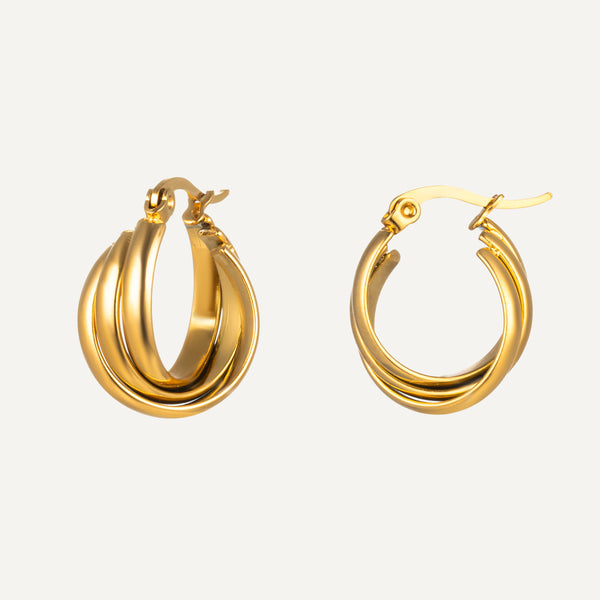 18k Gold-Plated Triple Band Hoop Earrings