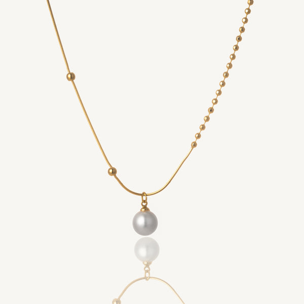 18K Gold-Plated Necklace with Pearl Pendant