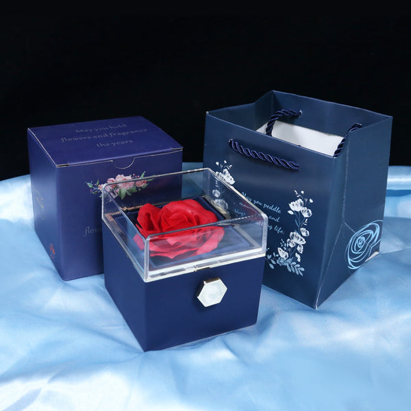 Luxury Preserved Rose Jewelry Box with Hidden Necklace Compartment – Eternal Floral Gift Set