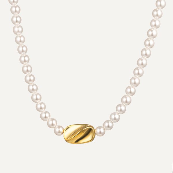 Pearl Necklace with 18K Gold-Plated Accent