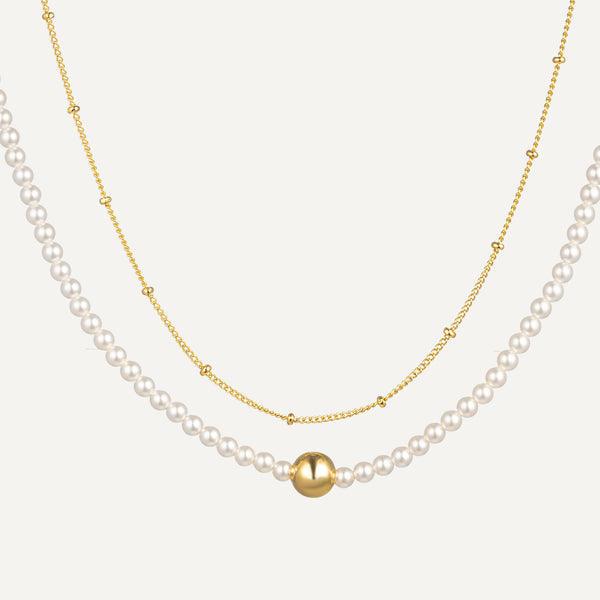 Pearl and 18K Gold-Plated Bead Necklace Set