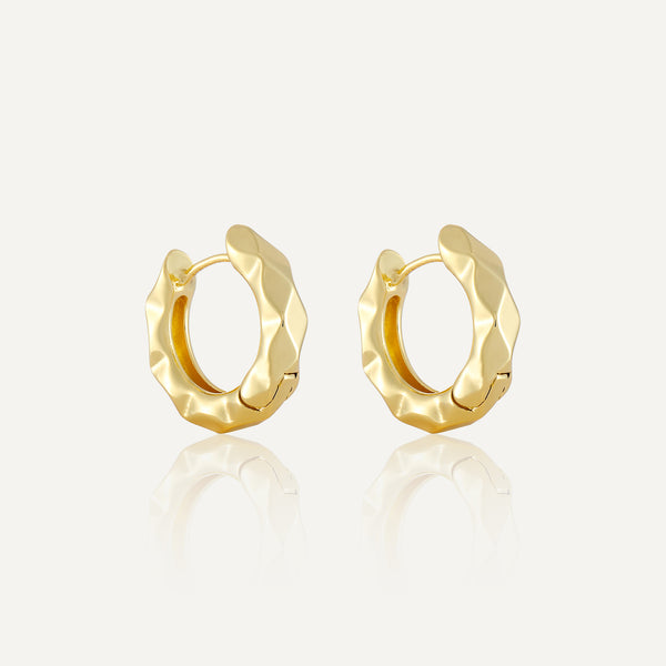 16k Gold-Plated Textured Hoop Earrings