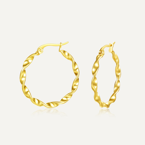 Twisted Design 18K Gold-Plated Hoop Earring