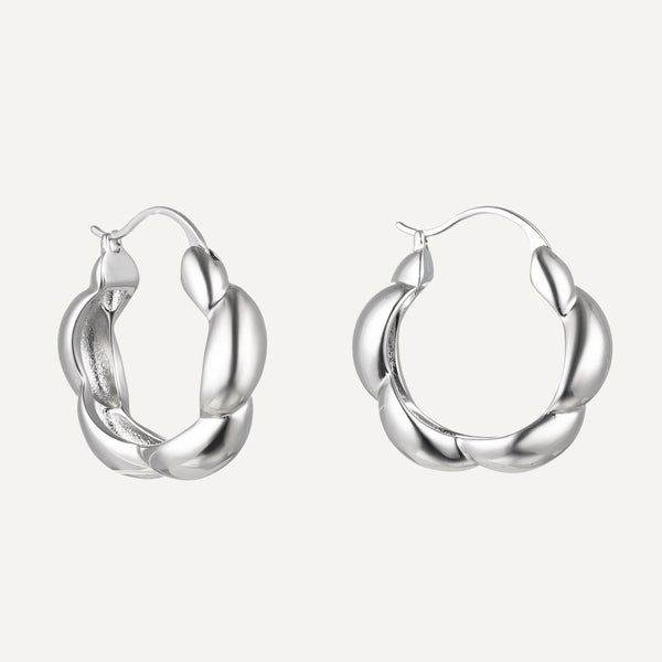 White Gold Plated Twisted Hoop Earrings – Bold