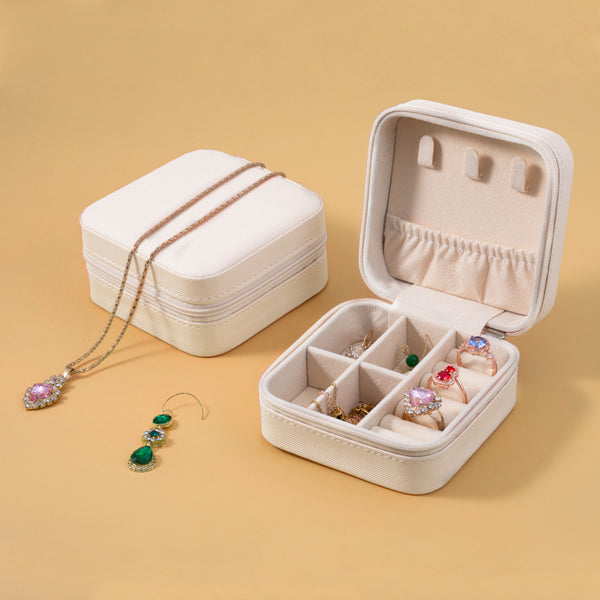 White Portable Travel Jewelry Box