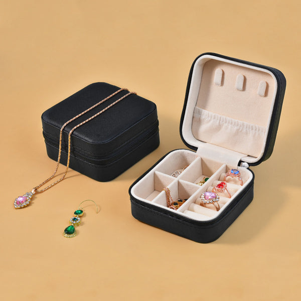 Portable Square velvet Travel Jewelry Box