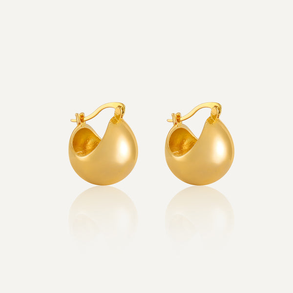 Minimalist 18k Gold-Plated Huggie Oval Earrings